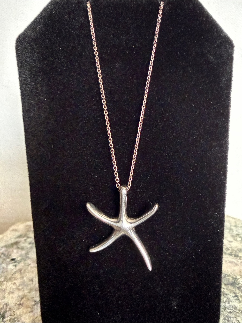 Sterling Silver Starfish Pendant Necklace - Silver